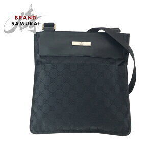 GUCCI black GG canvas shoulder bag sacoche